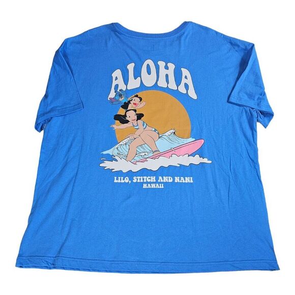 disney stitch Tops - DISNEY Lilo And Stitch And Nani Aloha Blue Tee Shirt Women's Sz L VACATION